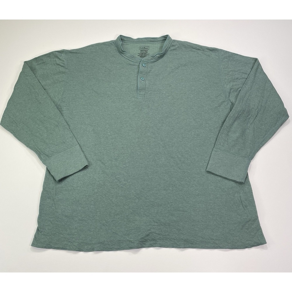 LL Bean Wool Blend Henley Mens 3XL Long Sleeve Traditional Fit Green